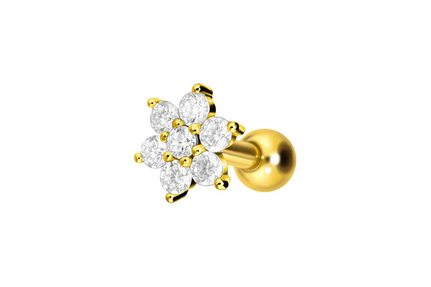 Titan Ohrpiercing mit Innengewinde KRISTALLBLUME